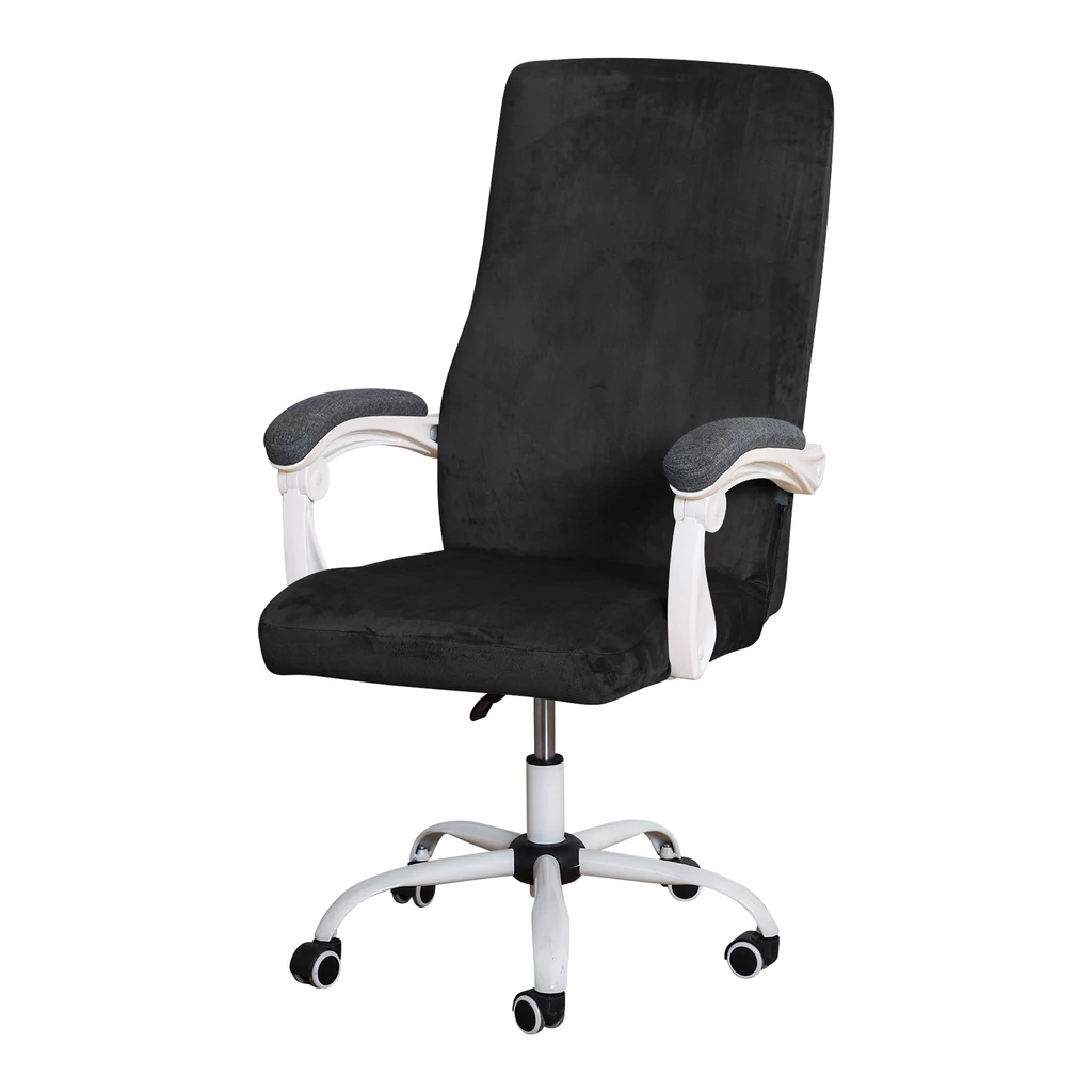 fekete rugalmas mosható bársonyos irodai forgószék huzat L-es