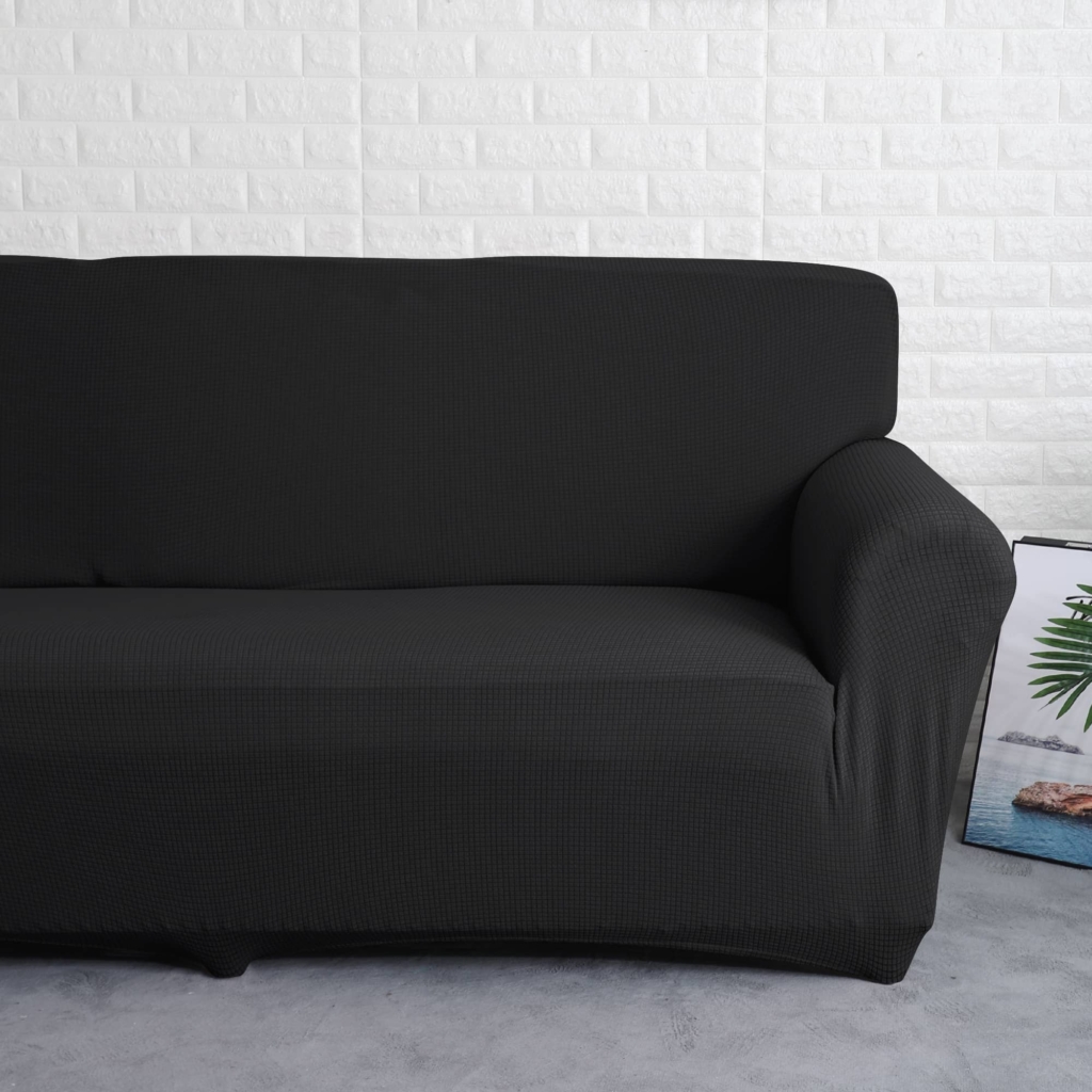 Fekete kanapé huzat 4 személyes enyhén vízlepergető