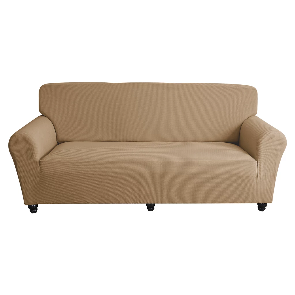 Halvány karamell kanapé huzat 2 személyes enyhén vízlepergető