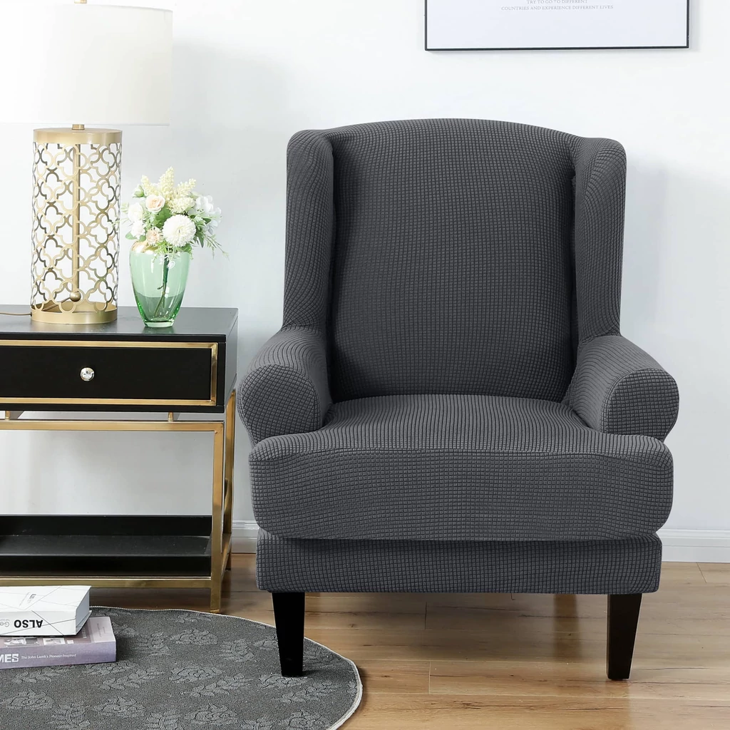 Vízlepergető rugalmas sötétszürke füles fotel huzat