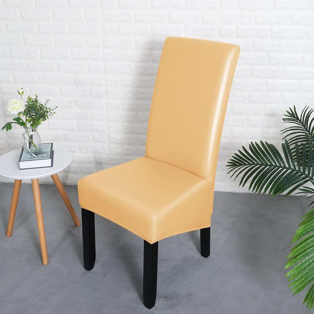 Magastámlás hosszú székhuzat vízálló műbőr rugalmas bézs szemből