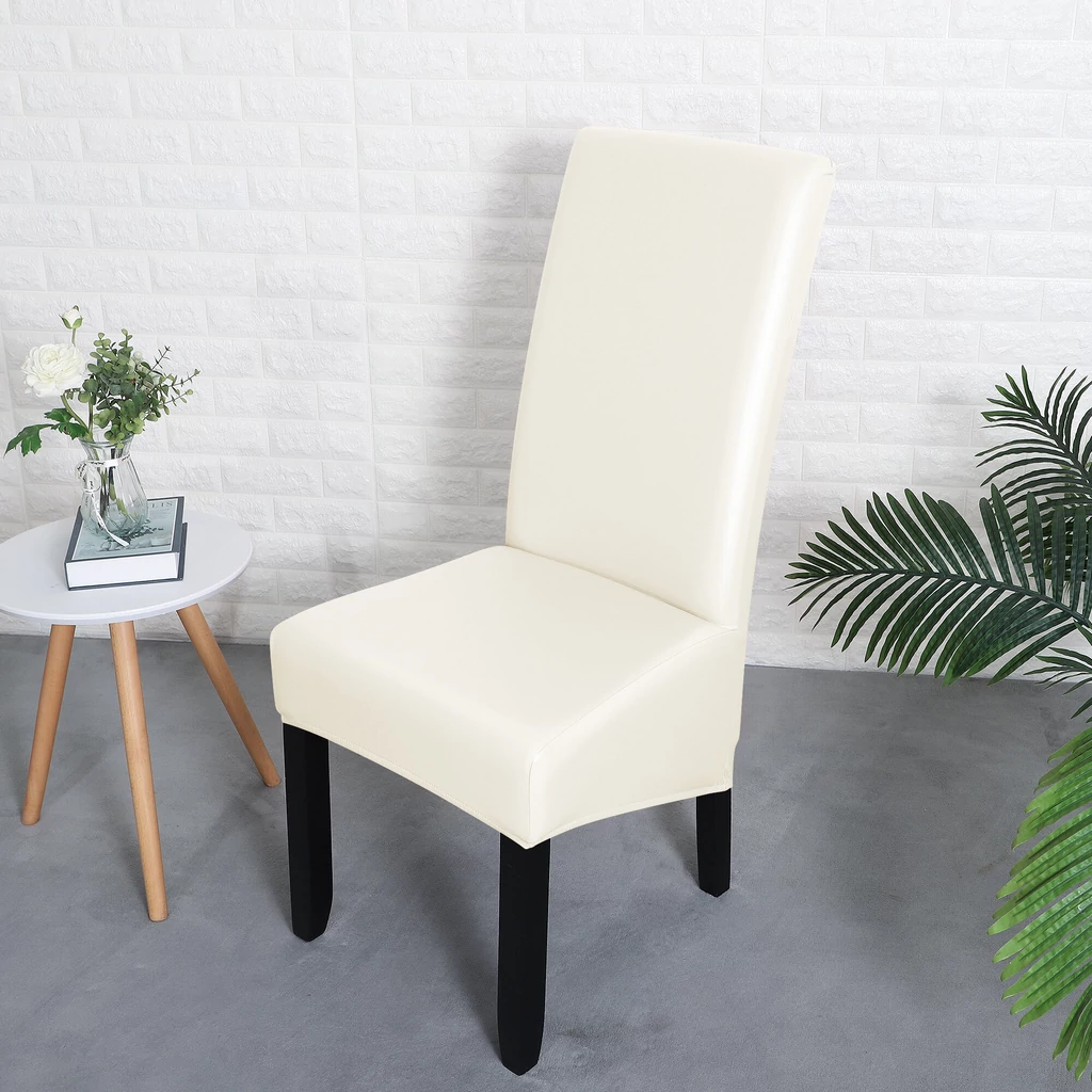 Magastámlás hosszú székhuzat vízálló műbőr rugalmas fehér szemből