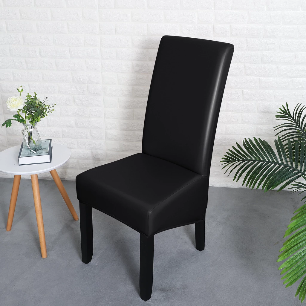 Magastámlás hosszú székhuzat vízálló műbőr rugalmas fekete szemből