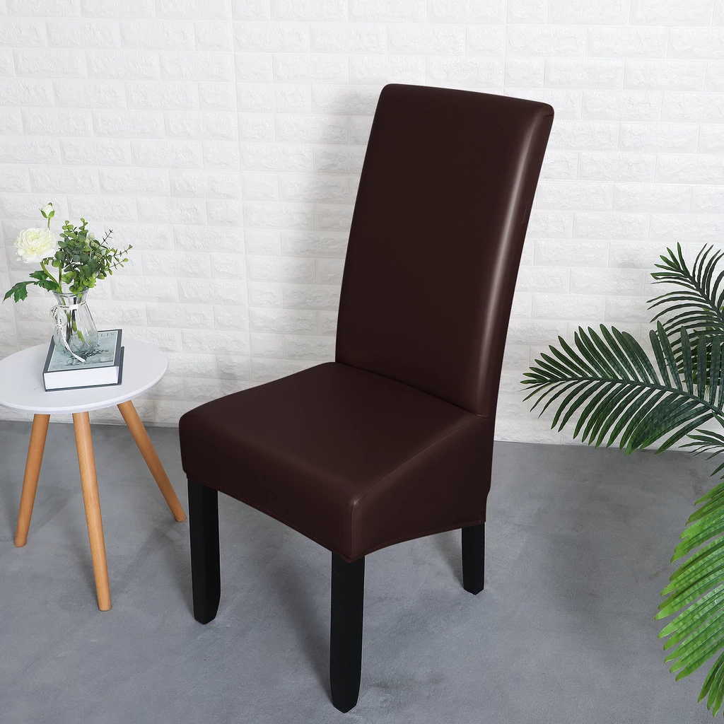 Magastámlás hosszú székhuzat vízálló műbőr rugalmas kapucsínó kávébarna szemből