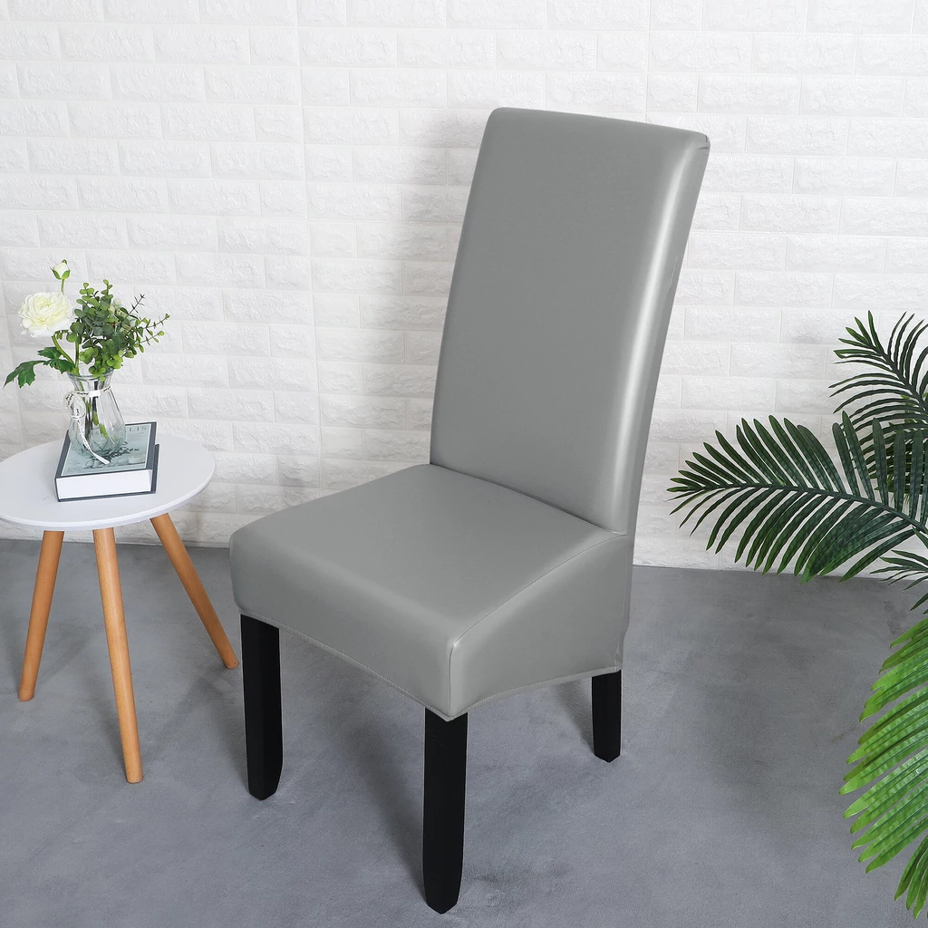 Magastámlás hosszú székhuzat vízálló műbőr rugalmas szürke szemből