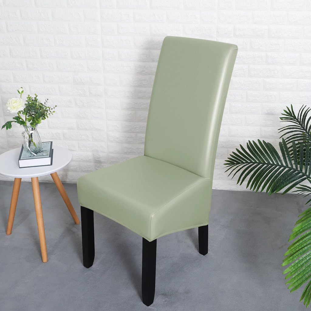 Magastámlás hosszú székhuzat vízálló műbőr rugalmas kapucsínó világoszöld szemből