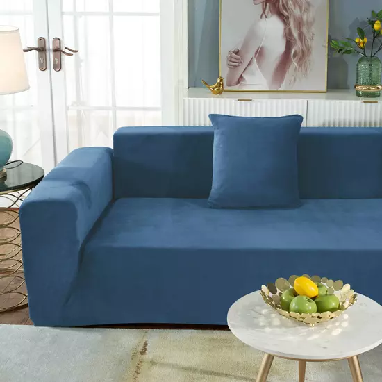 kék bársonyos gumis kanapé huzat 4 személyes