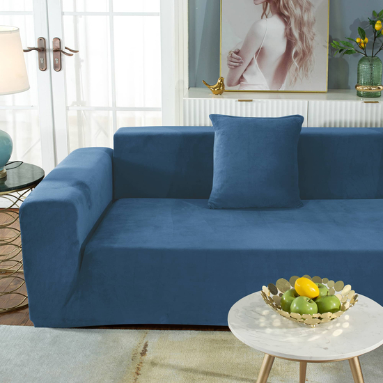 kék bársonyos gumis kanapé huzat 2 személyes