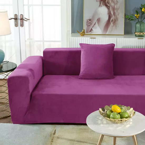 lila bársonyos gumis kanapé huzat 4 személyes