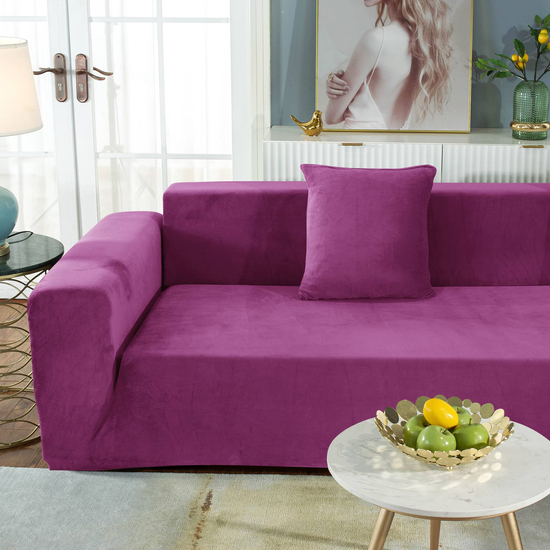 lila bársonyos gumis kanapé huzat 2 személyes