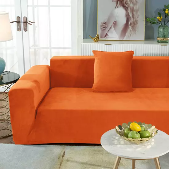narancssárga bársonyos gumis kanapé huzat 4 személyes