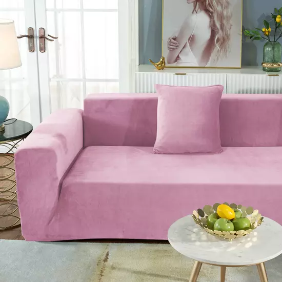 rózsaszín bársonyos gumis kanapé huzat 3 személyes