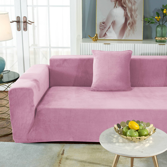 rózsaszín bársonyos gumis kanapé huzat 2 személyes