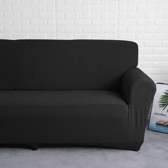 Fekete kanapé huzat 3 személyes enyhén vízlepergető