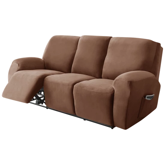 relax fotel huzat rugalmas barna 3 üléses bársonyos