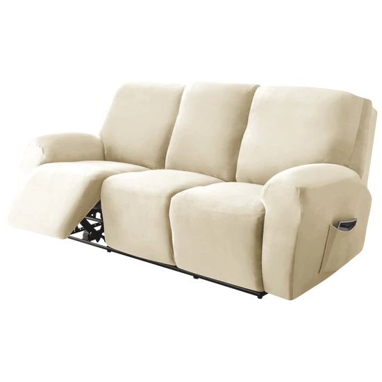 relax fotel huzat rugalmas bézs 3 üléses bársonyos