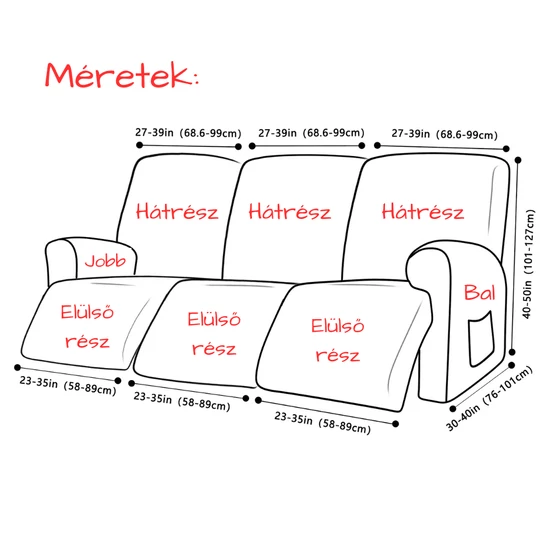 Fekete bársonyos masszázsfotel huzat 3 részes