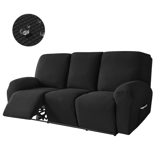 relax fotel huzat rugalmas fekete 3 üléses enyhén vízlepergető