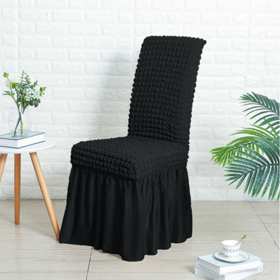 Fekete seersucker székszoknya teljes székre