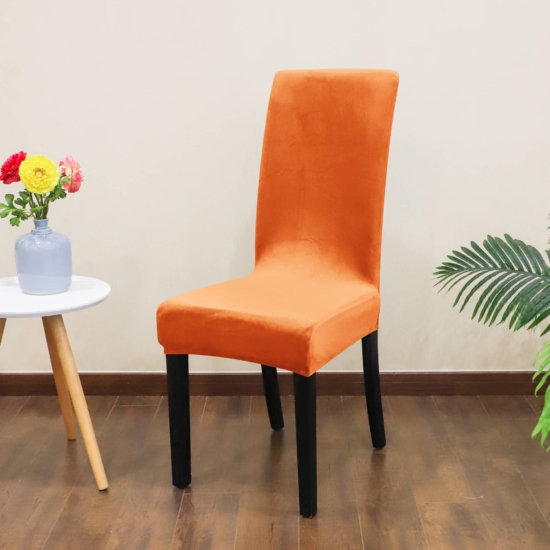 Narancssárga bársonyos székhuzat ülő- és hátrészre