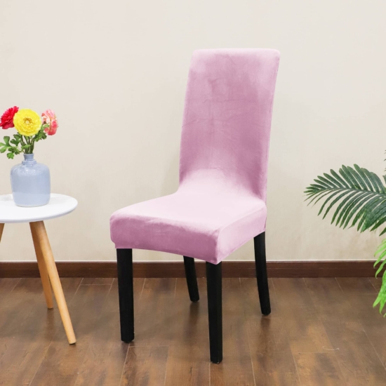 Rózsaszín bársonyos székhuzat ülő- és hátrészre