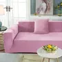 Kép 1/6 - rózsaszín bársonyos gumis kanapé huzat 3 személyes