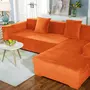 Kép 4/6 - narancssárga bársonyos gumis kanapé huzat 4 személyes