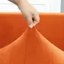 Kép 5/6 - narancssárga bársonyos gumis kanapé huzat 4 személyes