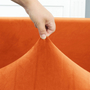 Kép 5/6 - narancssárga bársonyos gumis kanapé huzat 2 személyes