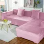 Kép 4/6 - rózsaszín bársonyos gumis kanapé huzat 3 személyes