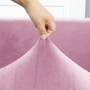 Kép 5/6 - rózsaszín bársonyos gumis kanapé huzat 2 személyes